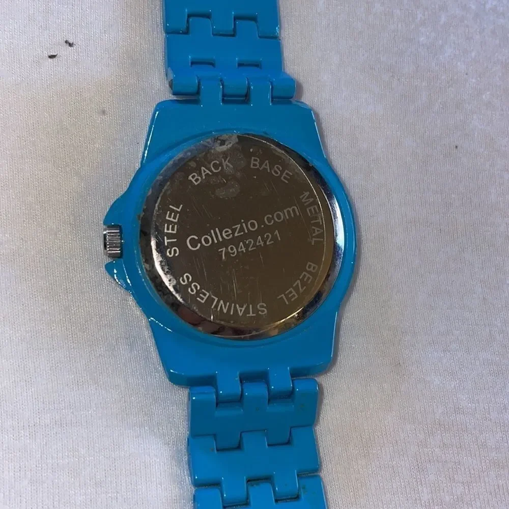 Ladies Sophie Rhinestone Wrist Watch Blue Chain Metal Band Fits Small Wrists